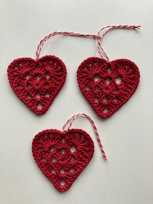 3 stk Granny julehjerter