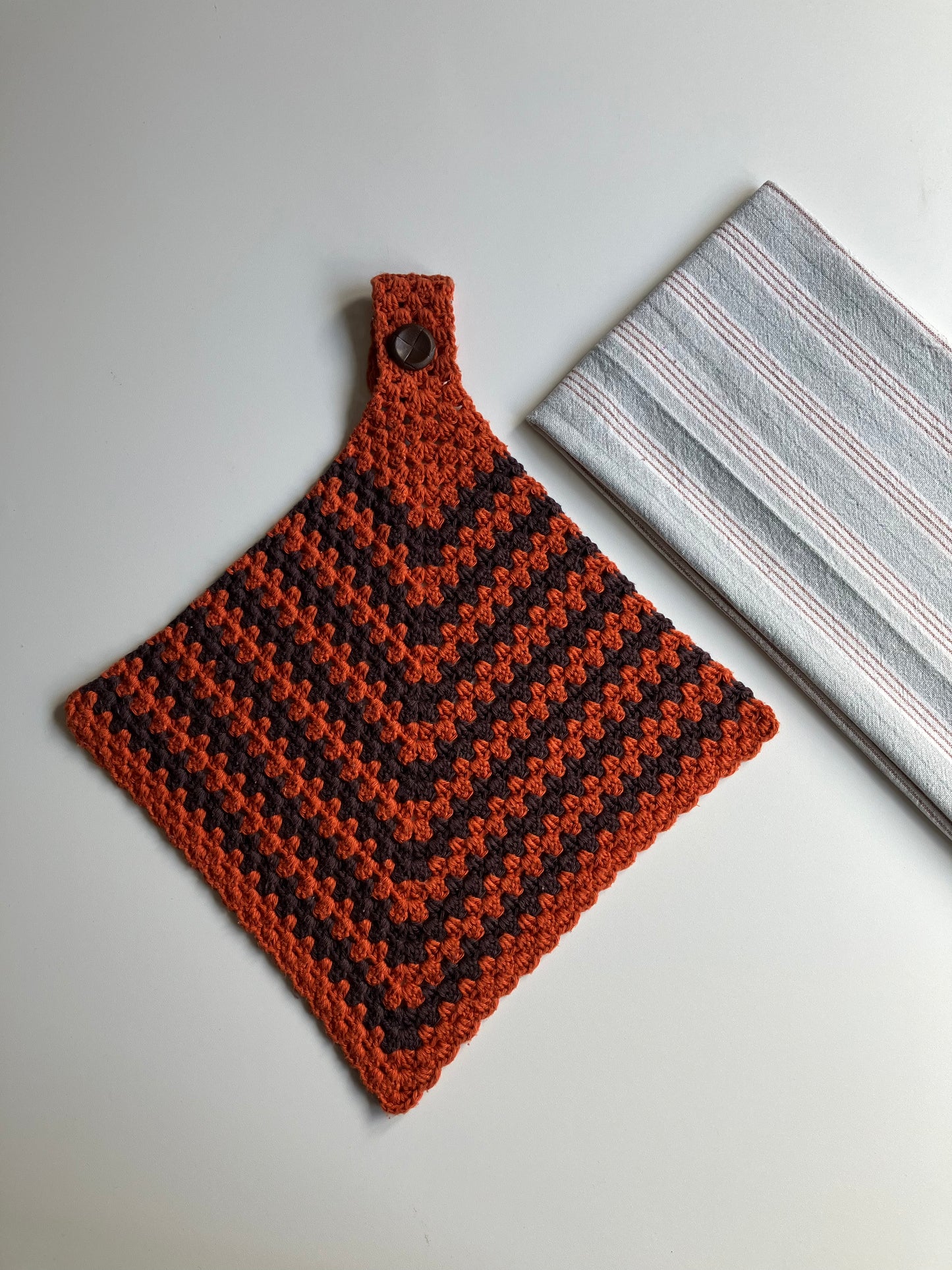 Ovnhåndklæde Orange/Mørk brun