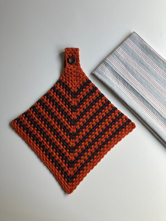 Ovnhåndklæde Orange/Mørk brun