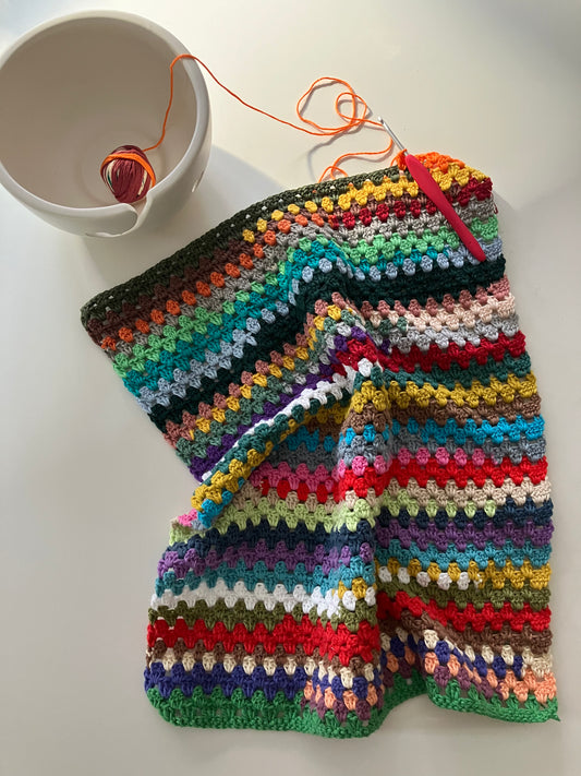 Pattern ENGLISH Scrap Yarn Towel.